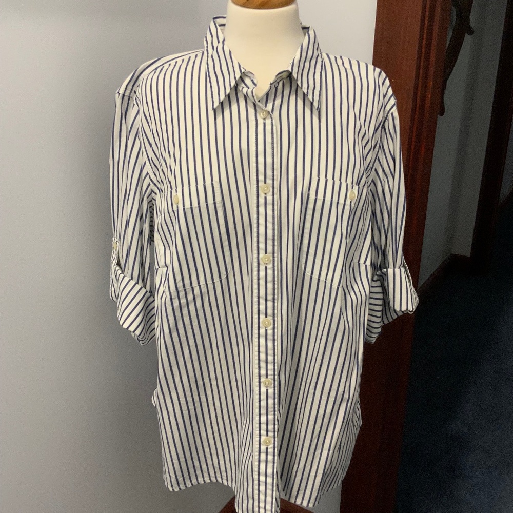 Ralph Lauren Blue Stripe button down top New